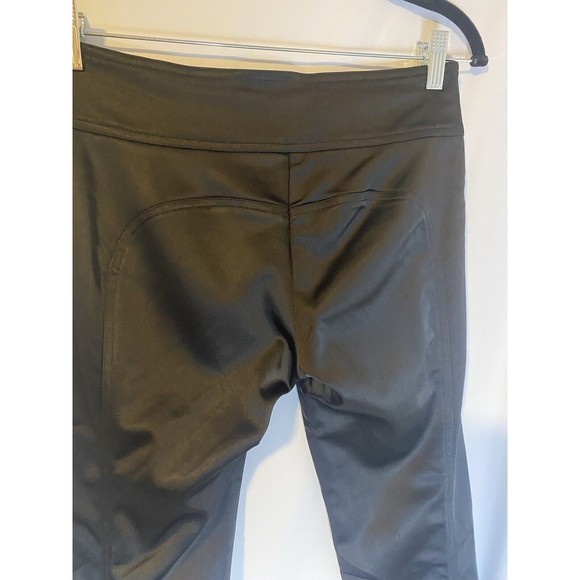 Diane Von Furstenberg Black Shiny Sweetheart Seamed Stretch Leggings Size 4 - Picture 3 of 4